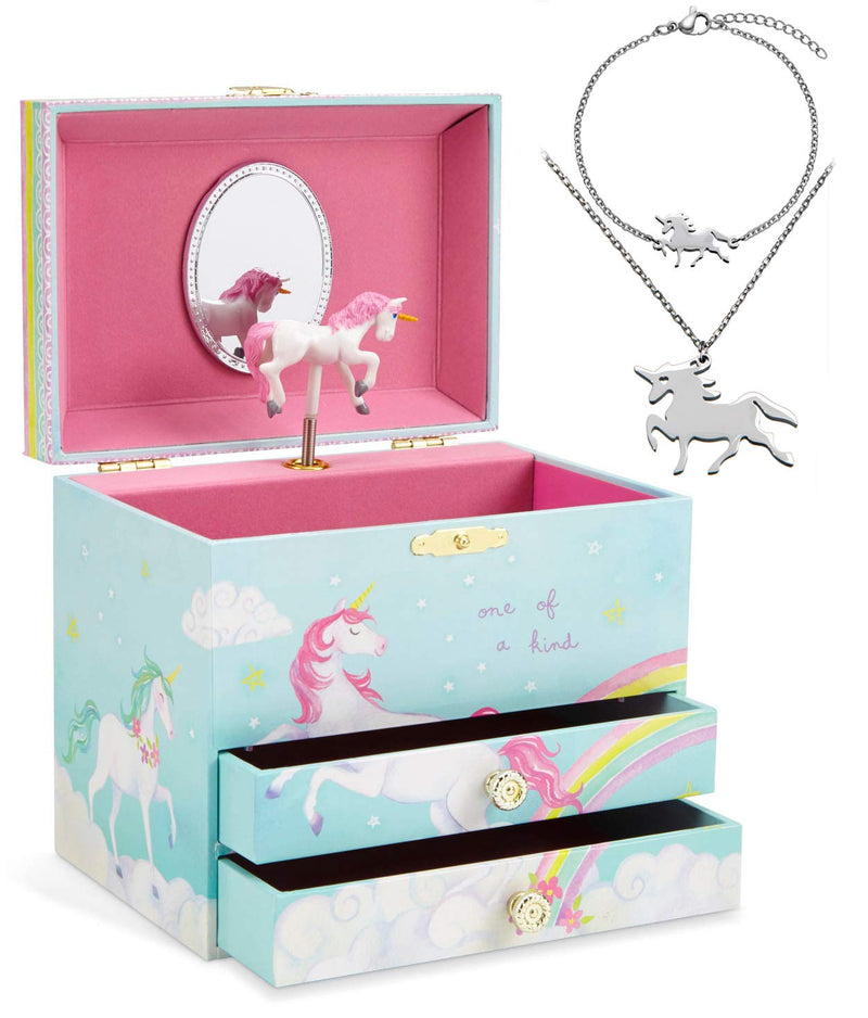 Unicorn Music Box Jewelry Set for Little Girls 3 Unicorn Gifts for Girls