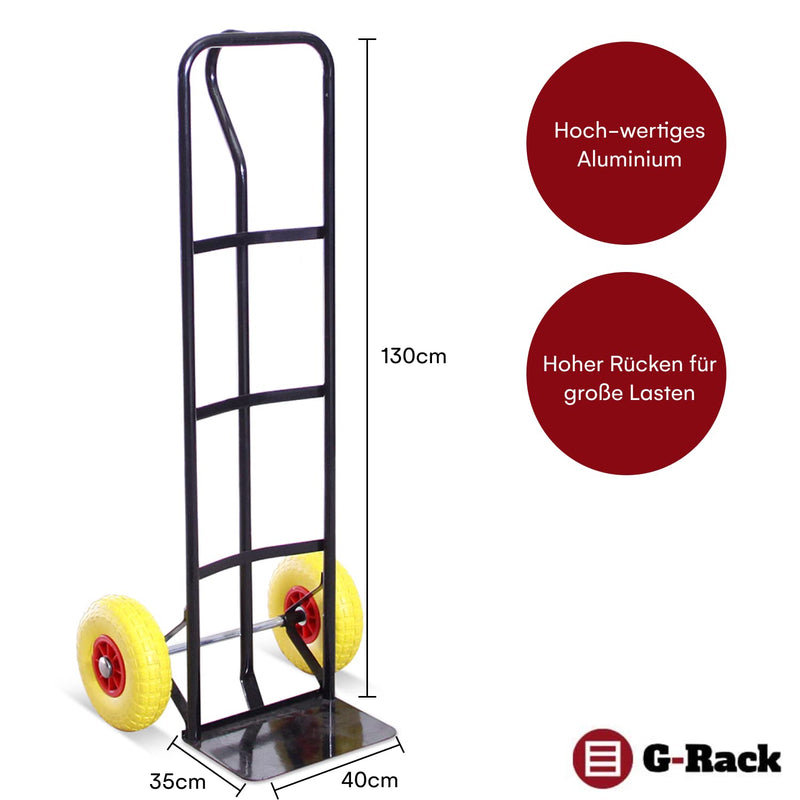 G-RACK SACK TRUCK WITH P-HANDLE - STEEL SACK TRUCK WITH PUNCT-PROOF TIRES - HEAVY DUTY TRUCK - HAND TRUCK