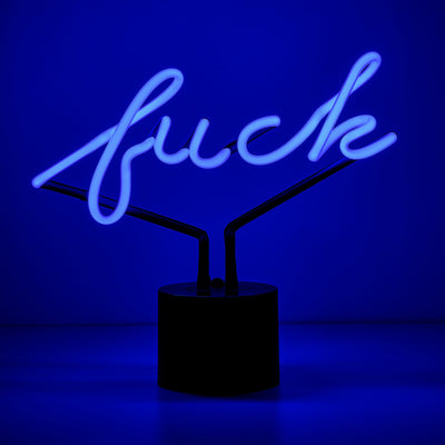 Amped Co Neon Fuck Desk Lamp Real Neon Blue Handmade Glass Large