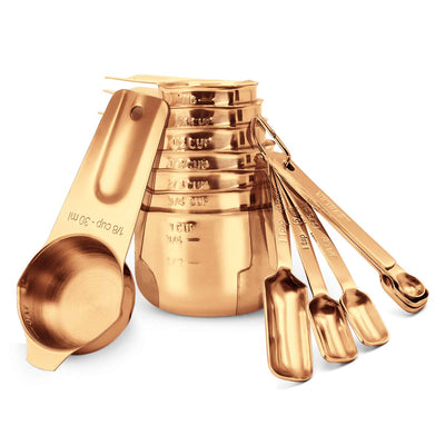 Copper Plated Measuring Cups And Spoons Set Of 14