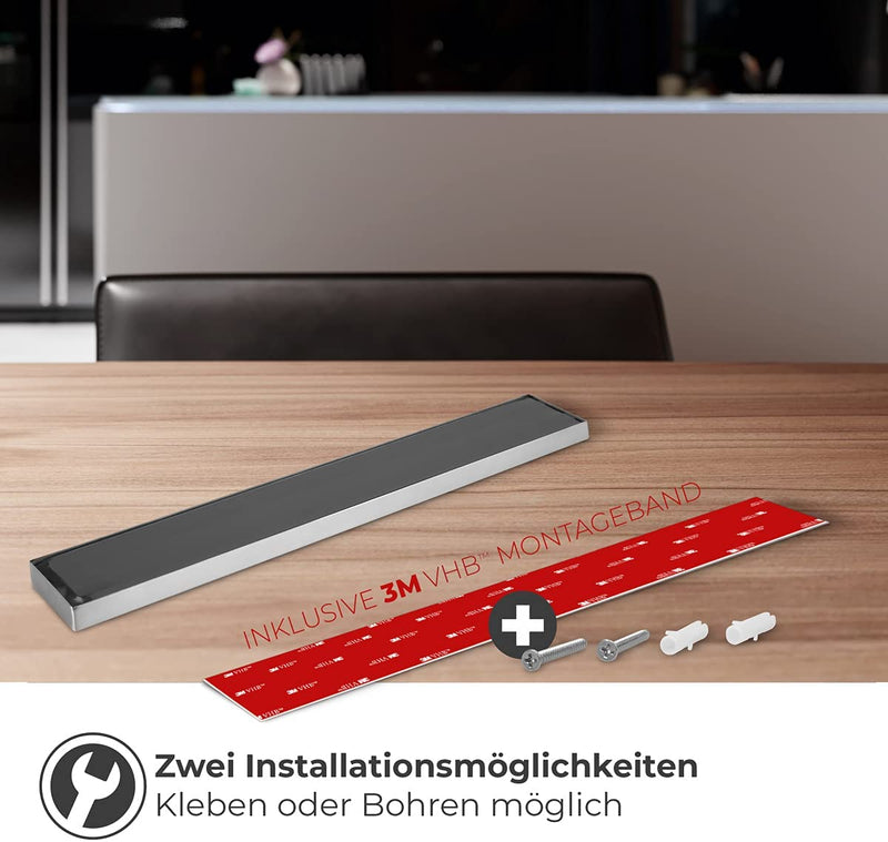 Professional kitchen magnetic strip without drilling for knives 40cm made of high quality