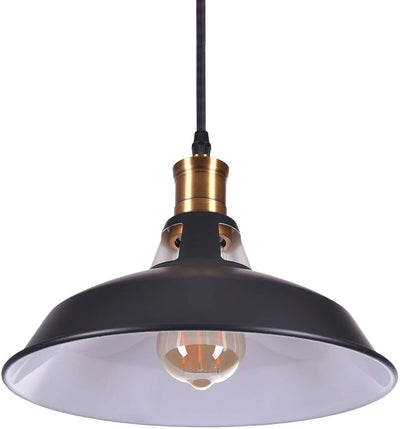 CROWN LED HIGH QUALITY PENDANT LAMP VINTAGE LAMPSHADE BLACK E27 + 1 X EDISON BULB DIMMABLE + 1