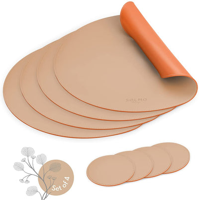 SÖLMO SØLMO I DESIGNER ROUND PLACEMAT MADE OF PU LEATHER - LARGE CHOICE OF COLORS - WIPABLE HEAT RESISTANT I PLACEMAT