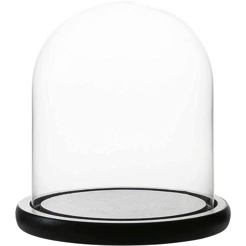 Decorative Clear Glass Dome Table Centerpiece Decoration Black Mdf