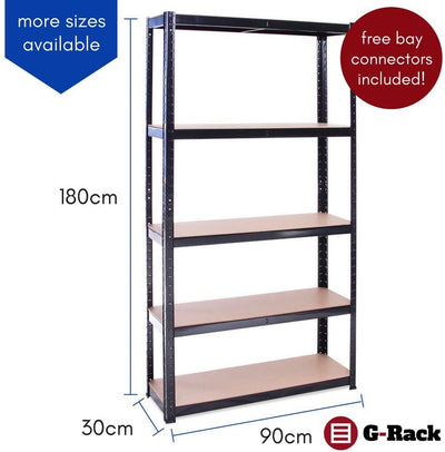 Garage Shelving 180cm X 90cm X 30cmheavy Duty Shelves For Storage 2 Black