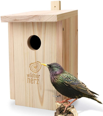 WILD ANIMAL HEART I LARGE NEST BOX FOR STARTAILS MADE OF SCREWED SOLID WOOD - NEST BOXES FOR BIRDS