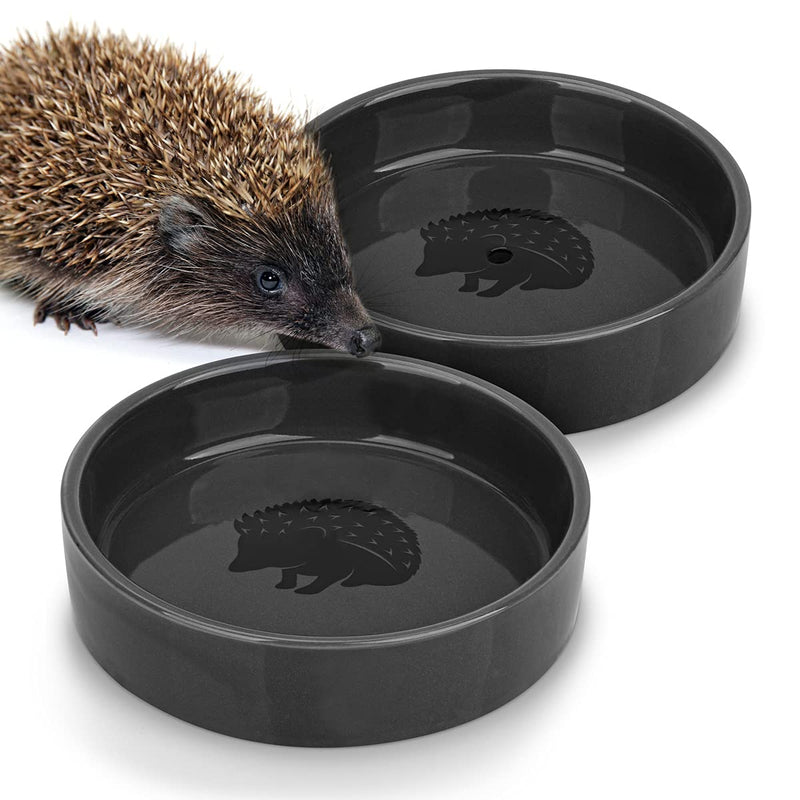 WILDLIFE FRIEND I HEDGEHOG FEEDING BOWL + DRINKING BOWL [SET OF 2] - 12CM STANDING FEEDING STATION I FEEDING HOUSE - FEEDING DISPENSER FOR HEDGEHOG HOUSE