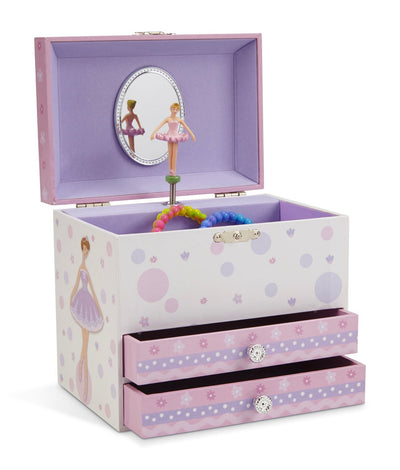 Musical jewelry box with 2 pull-out drawers glitter