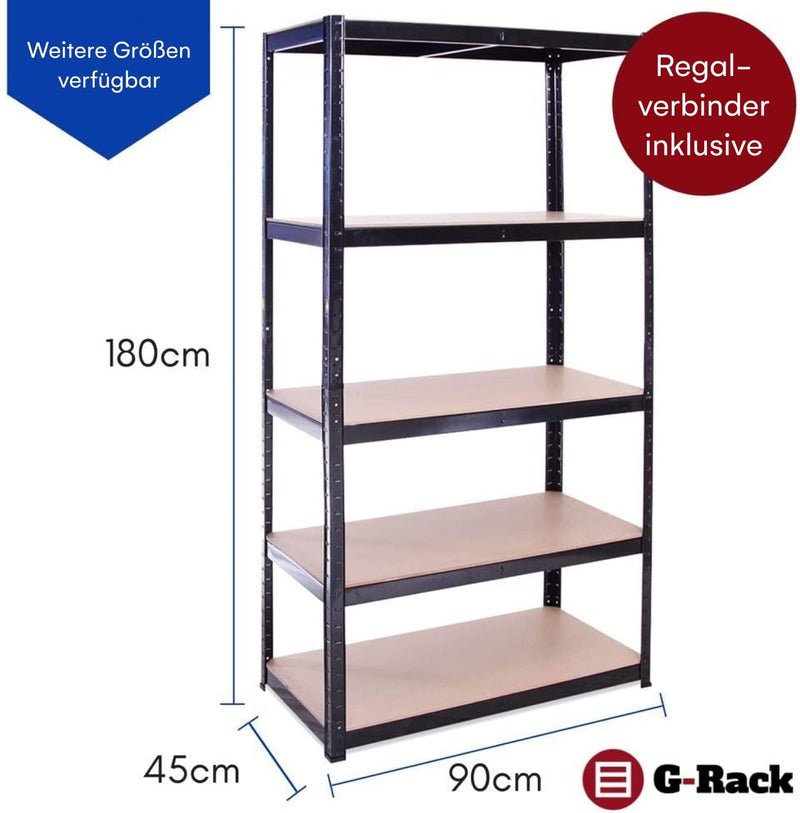 Grack Heavy Duty Shelf 1 Black Storage Shelf 5 Compartments For Basement Workshop