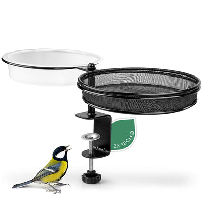 WILDLIFE FRIEND I HANGING BIRD FEEDER AND BIRD BATH - WITH BALCONY BRACKET ∅ 18CM I 2-IN-1 BIRD BATH BALCONY