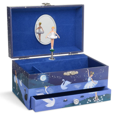 Musical jewelry box for girls with pull-out drawer