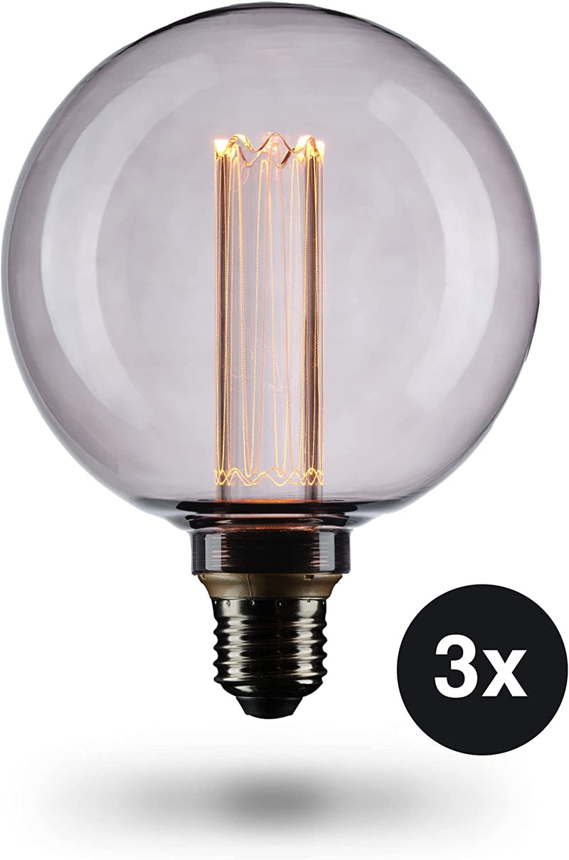 3x Smoky Edison Illusion Filament Light Bulb E27 Socket Dimmable 35w 1800k