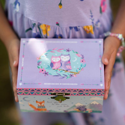 Music box jewelry box for girls with rotating unicorn rainbow