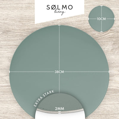 SÖLMO SØLMO I DESIGNER ROUND PLACEMAT MADE OF PU LEATHER - LARGE CHOICE OF COLORS - WIPABLE HEAT RESISTANT I PLACEMAT