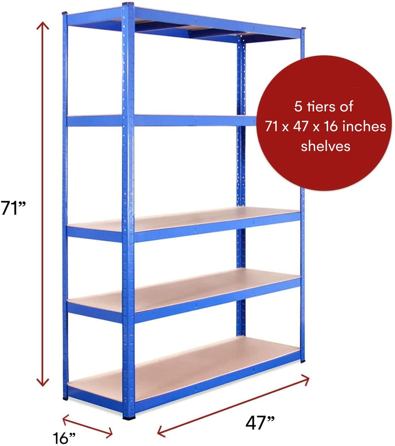 Grack Heavy Duty Shelf 1 Blue Storage Shelf 5 Compartments For Basement Workshop