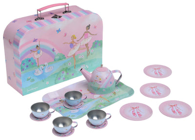 Children's play tin tea set carrying bag children's tableware play kitchen 15