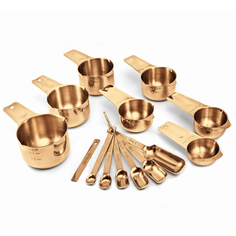 Copper Plated Measuring Cups And Spoons Set Of 14