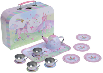 Children's play tin tea set carrying bag children's tableware play kitchen 15