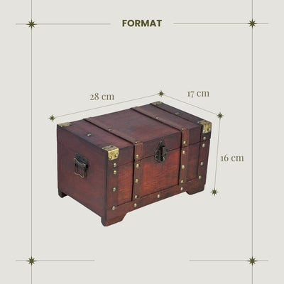 BRYNNBERG TREASURE CHEST LARGE WITH LOCK 28X17X16CM SUITCASE CHEST WOODEN CHEST TREASURE CHEST VINTAGE