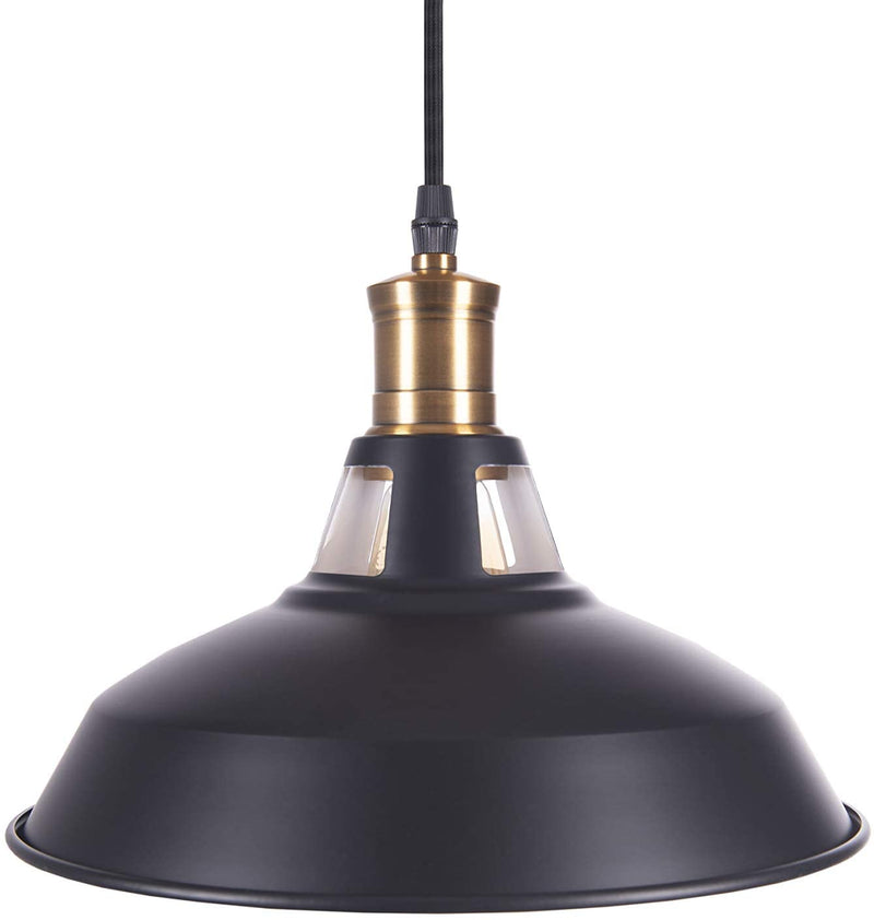 CROWN LED HIGH QUALITY PENDANT LAMP VINTAGE LAMPSHADE BLACK E27 + 1 X EDISON BULB DIMMABLE + 1