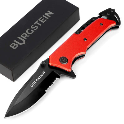 BURGSTEIN ® OUTDOOR KNIFE “RED DEVIL” - EXTRA SHARP POCKET KNIFE WITH STAINLESS STEEL BLADE