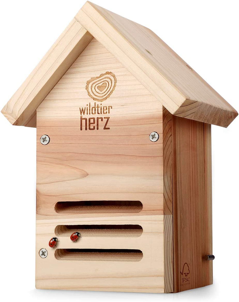 WILD ANIMAL HEART I LADYBUG HOUSE WEATHERPROOF AND UNTREATED I SOLID WOOD LADYBUG INSECT HOTEL I LADYBUG HOTEL