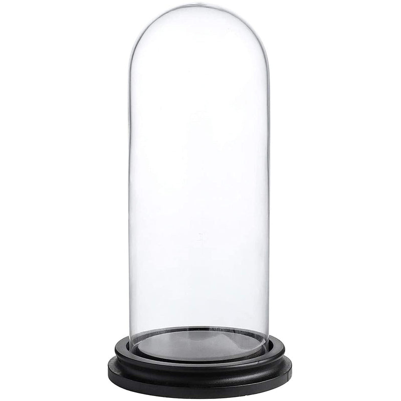 Decorative Clear Glass Dome Table Centerpiece Decoration Black Mdf