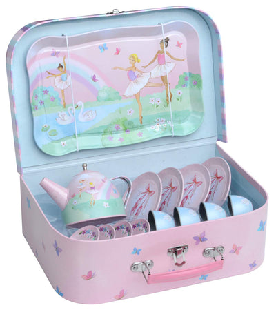 Children's play tin tea set carrying bag children's tableware play kitchen 15