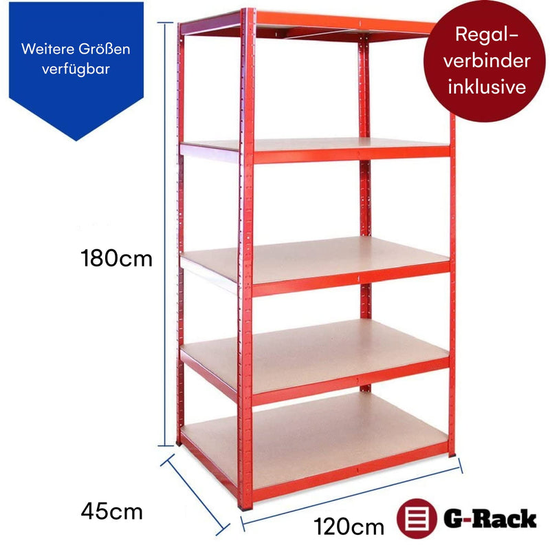 Grack heavy duty shelf 1 red storage shelf 5 compartments for basement workshop