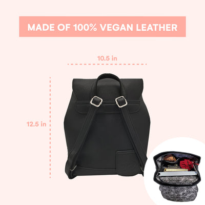 Tuscanino Tote Bag Black Vegan Leather Bag With Hidden Insulated