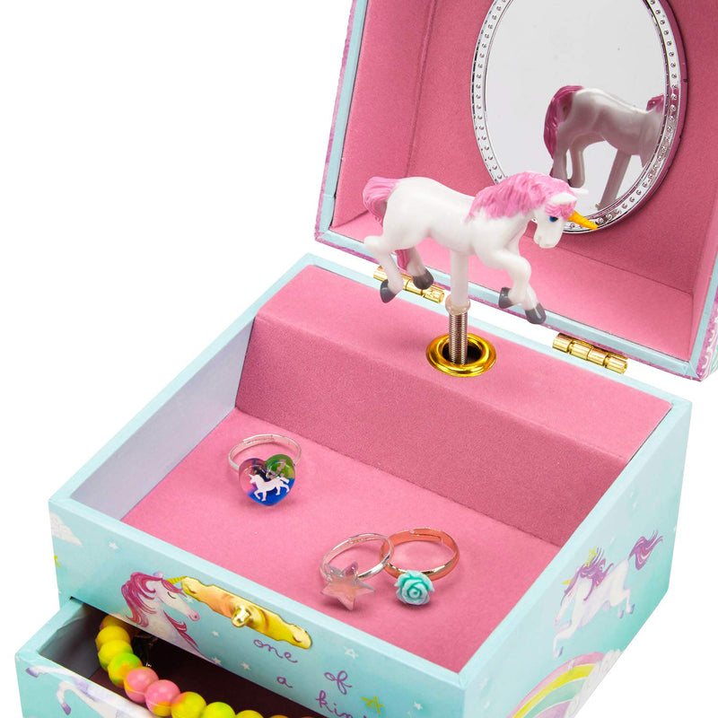 Musical Jewelry Box With Glittering Spinning Unicorn