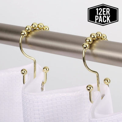 Shower curtain rings hook chrome finish 18/8 stainless steel double hook