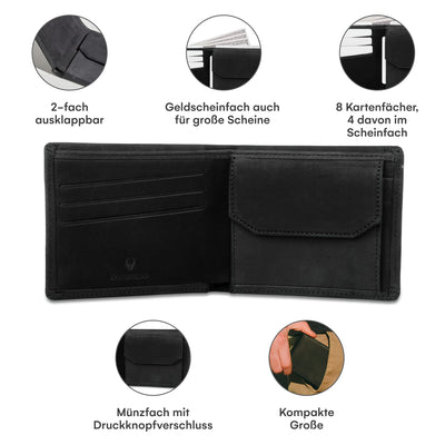 Verona wallet I space for 8 cards I compact men's wallet made of leather