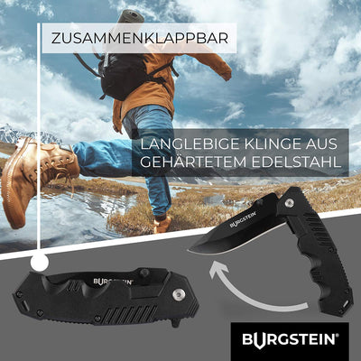 BURGSTEIN ® OUTDOOR POCKET KNIFE “BLACK COMBAT” - EXTRA SHARP