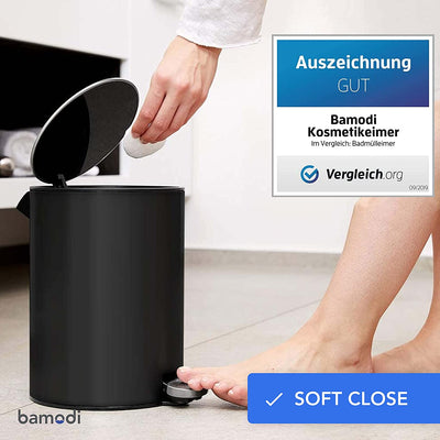 Cosmetic bin stainless steel 3l bathroom waste bin with soft close system