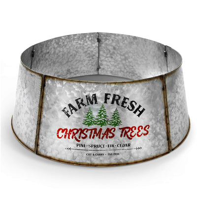 HILOPS GALVANIZED CHRISTMAS TREE SKIRT - LARGE AND SMALL CHRISTMAS TREES - ADJUSTABLE METAL RING