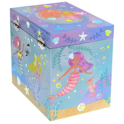 Musical jewelry box with 2 pull-out drawers glitter