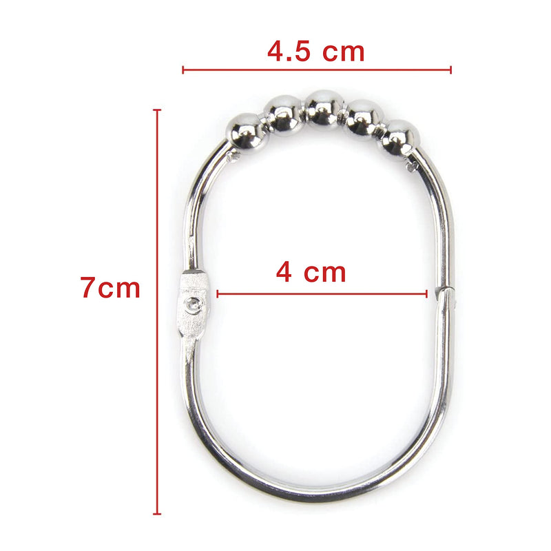 Wide shower curtain rings hooks stainless steel set of 12