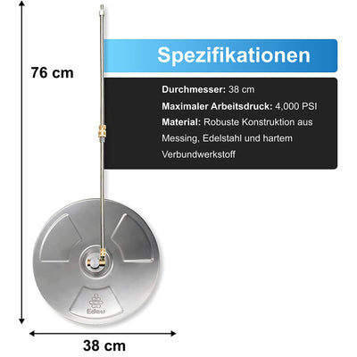 EDOU 15 INCH PRESSURE WASHER SURFACE CLEANER WITH STAINLESS STEEL BODY