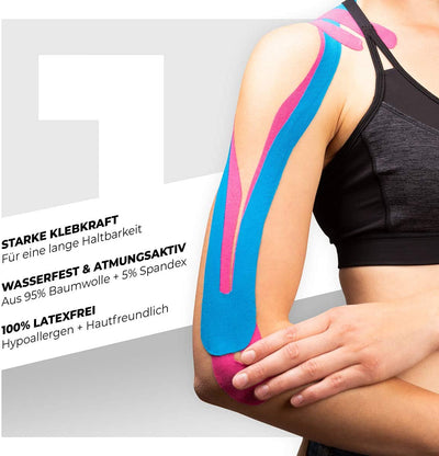 SPORTANICS ® KINESIOLOGY TAPE - KINESIOTAPES 1X ENDLESS 500X5CM & 1X PRE-CUT 25 PIECES (20X5CM)