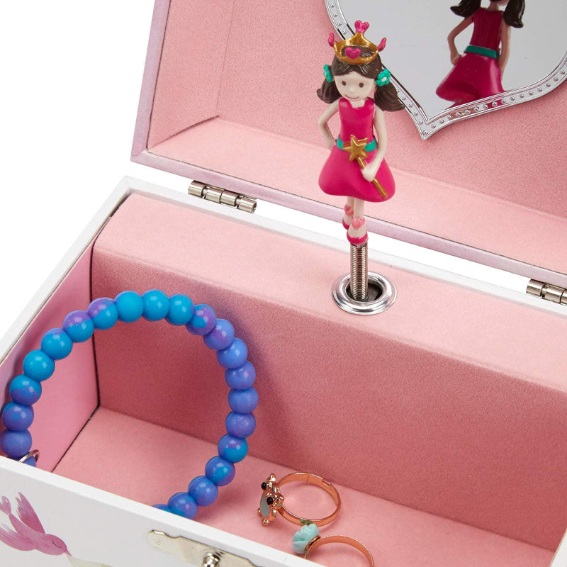 Music box jewelry box for girls with rotating unicorn rainbow