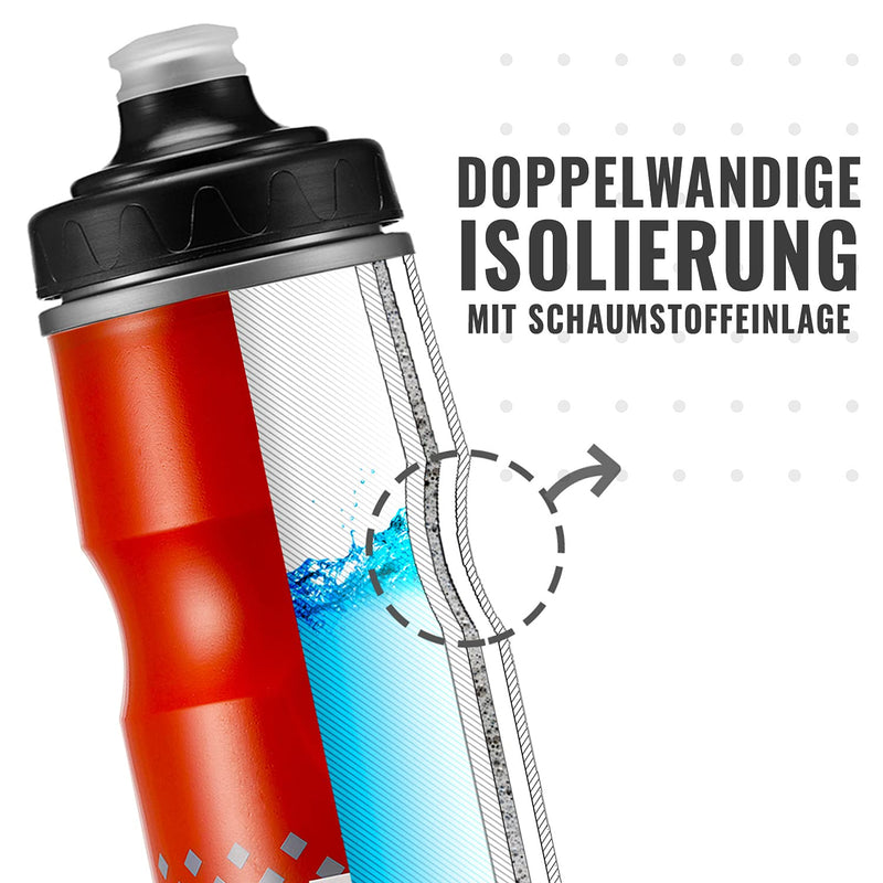 Insulated bicycle water bottle 680 ml bonus sports strap for