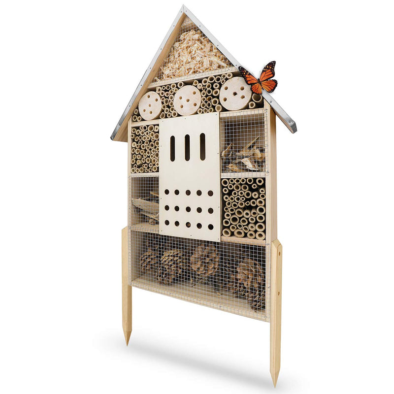 WILDLIFE FRIEND I INSECT HOTEL XXL STANDING - WITH STAND 76CM &amp; METAL ROOF - LARGE