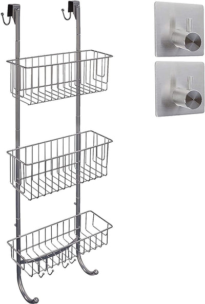 Shower Shelf with 3 Levels Grey/Chrome Look Bathroom Shelf No Drilling for Hanging 86x30x