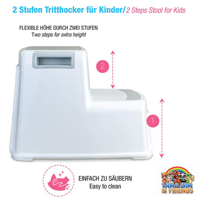 DR. WELLTHY LAMA SAM & FRIENDS - TWO-STEP STOOL FOR CHILDREN FROM APPROX. 18 MONTHS OF PRACTICAL TRAINING