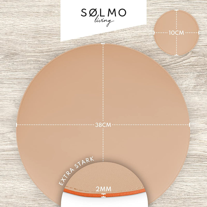 SÖLMO SØLMO I DESIGNER ROUND PLACEMAT MADE OF PU LEATHER - LARGE CHOICE OF COLORS - WIPABLE HEAT RESISTANT I PLACEMAT