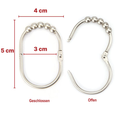 Wide shower curtain rings hooks stainless steel set of 12