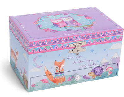 Musical jewelry box for girls with pull-out drawer