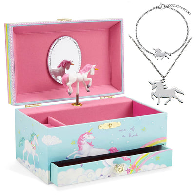 Unicorn Music Box Jewelry Set for Little Girls 3 Unicorn Gifts for Girls