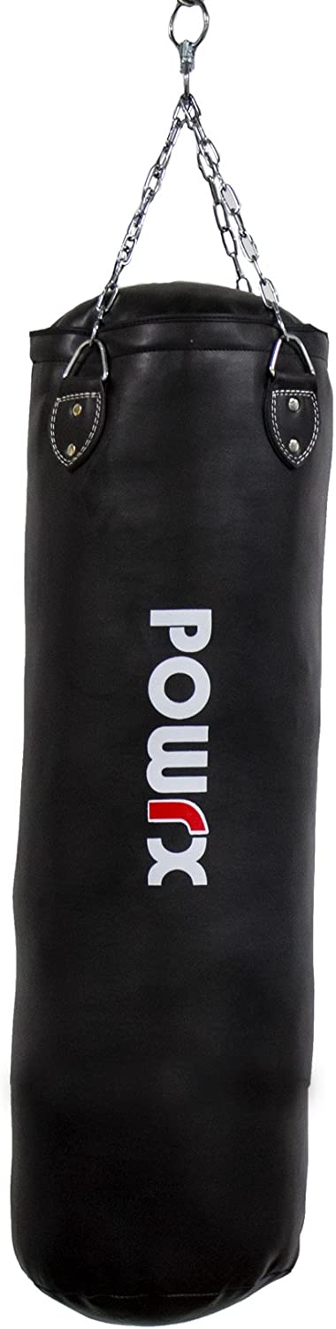 POWRX PUNCHING BAG FILLED FAUX LEATHER (BLACK OR RED) 100 X 33 CM